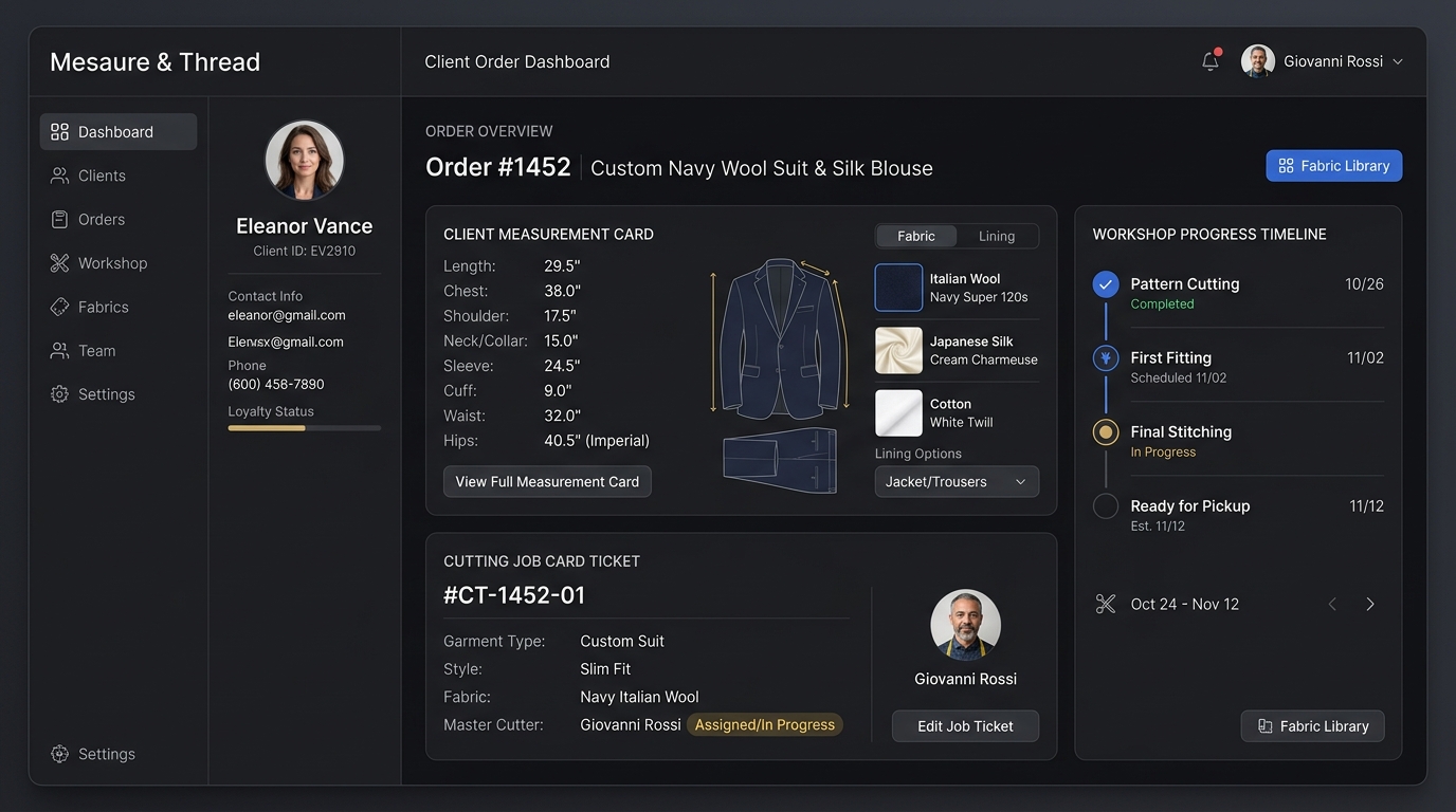 SoloPOS Bespoke Tailoring & Measurement Management UI